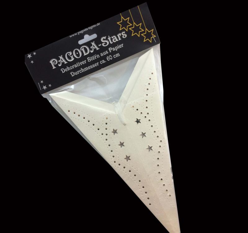 MINORIS  weiß - Faltbarer Leuchtstern, Weihnachtsstern aus Papier mit 7 Zacken, 60 cm